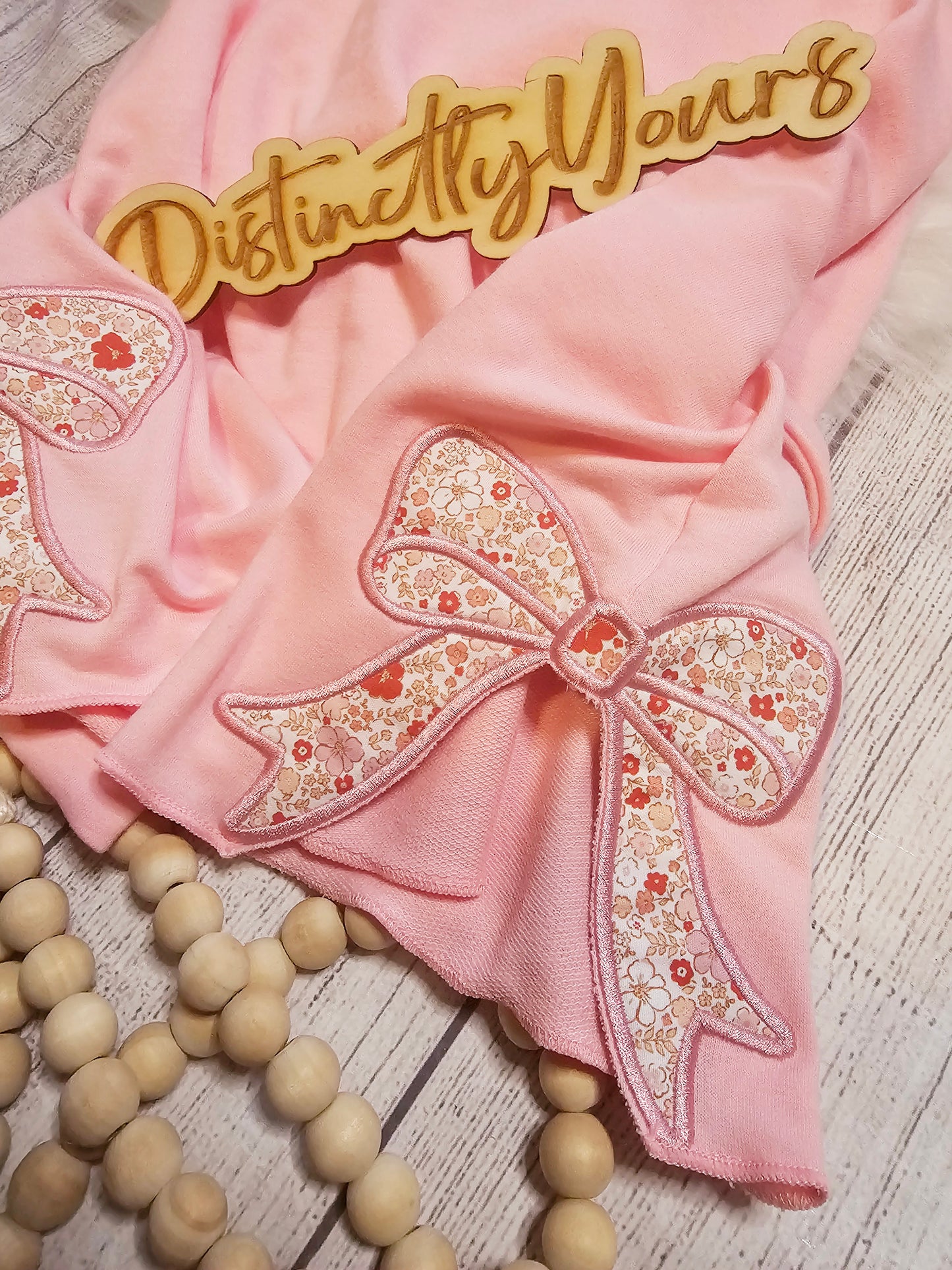Floral Bow Applique Pullover - Adult