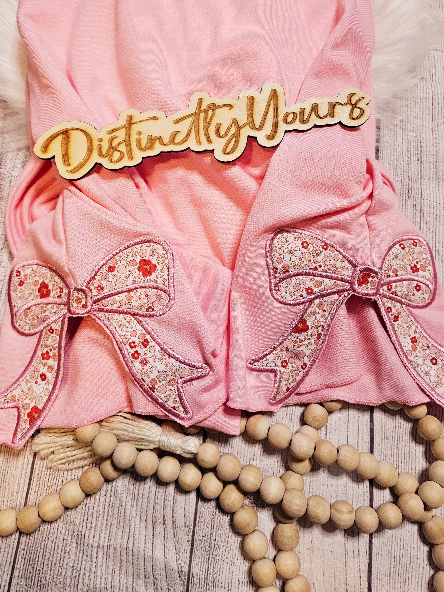 Floral Bow Applique Pullover - Adult