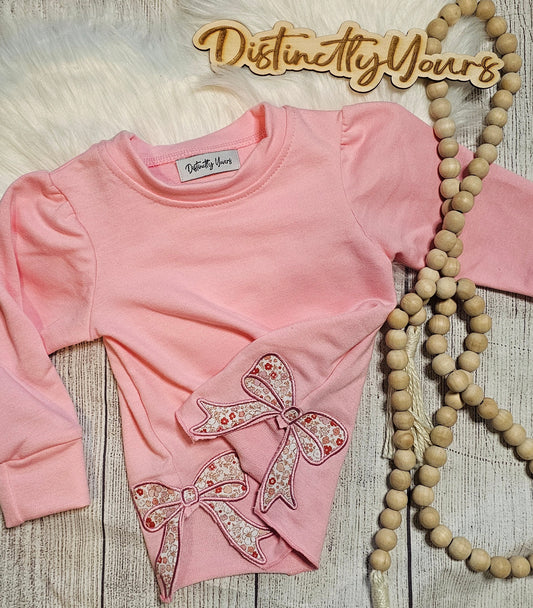 Floral Bow Applique Pullover - Adult