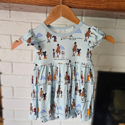 Friend in Jesus Short Sleeve Ruffle Twirl Romper