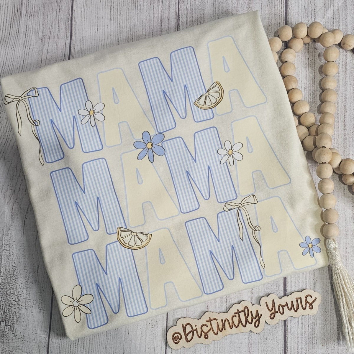 Lemon Stacked Mama Basic Tee - S