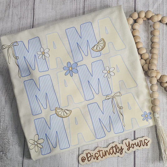 Lemon Stacked Mama Basic Tee - S