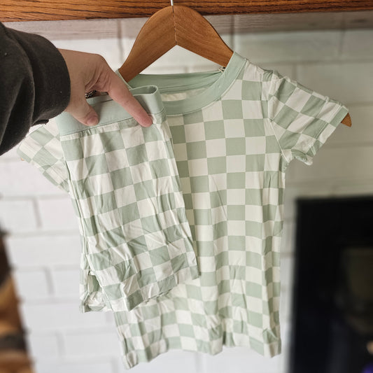 Sage Checks 2 pc. Short Set