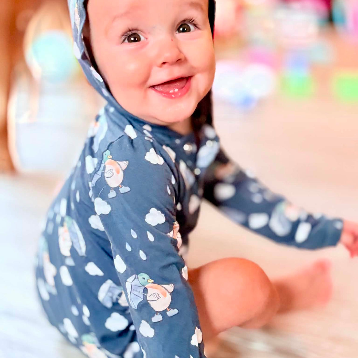 Rainy Day Waddles Hooded Romper