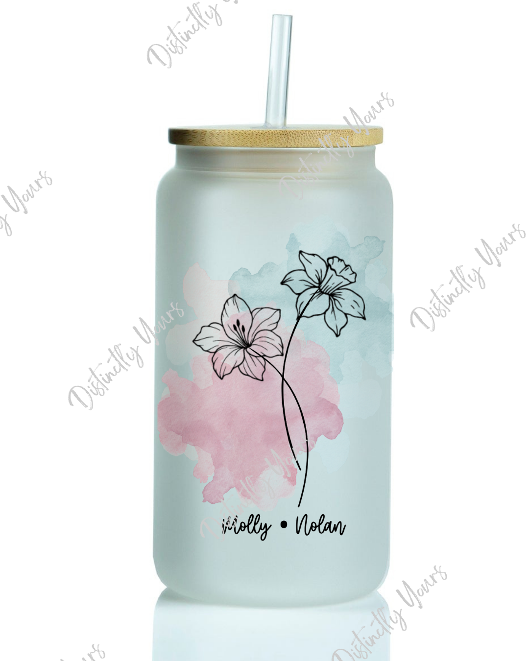 Birth Flower Glass Cup