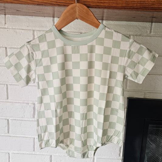 Sage Checks Tee Romper